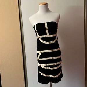 Black and white stretch bandage mini dress. Size S